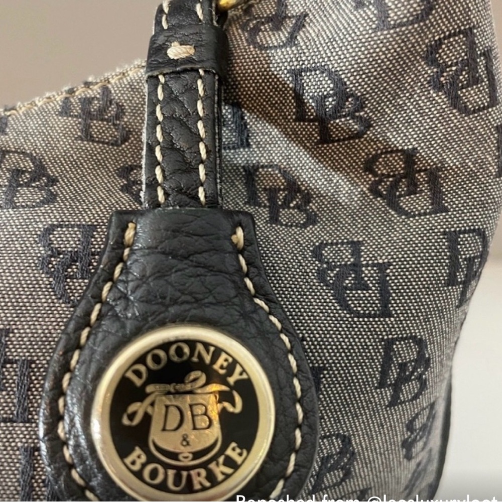 Dooney & Bourke Gray Signature Print Mini Hobo Bag w/Black Pebbled Leather Trim - Picture 5 of 11